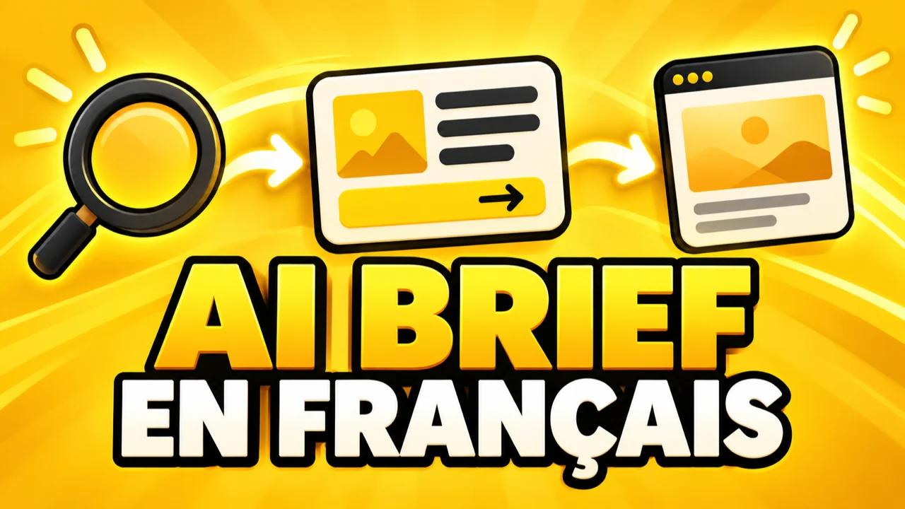 Miniature jaune avec le texte « AI Brief en français » et un parcours publicitaire abstrait.