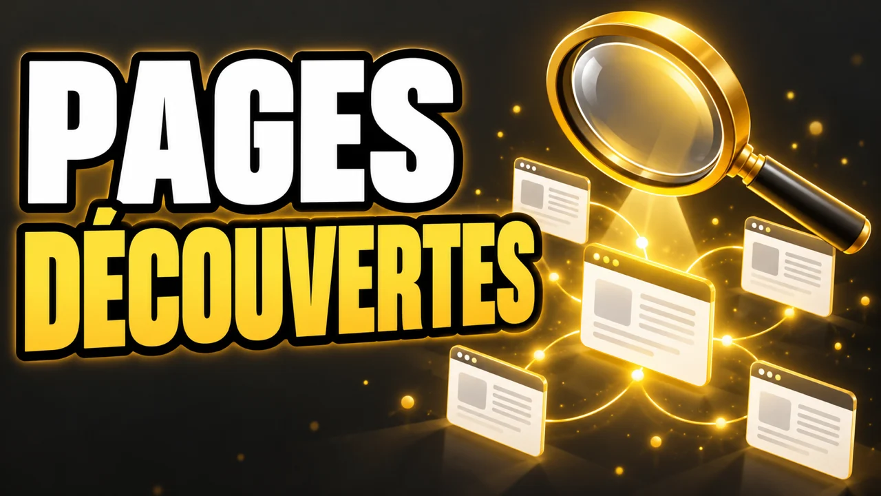 Loupe et réseau de pages génériques jaunes, texte Pages découvertes